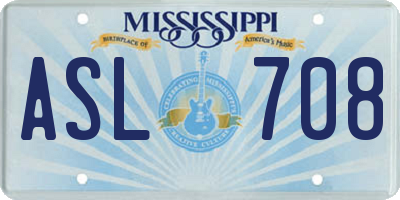 MS license plate ASL708