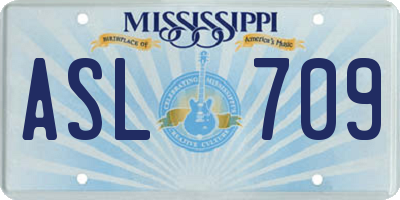 MS license plate ASL709