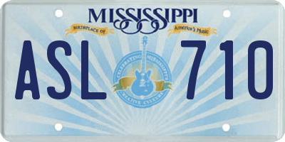 MS license plate ASL710