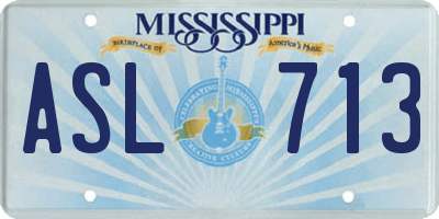 MS license plate ASL713