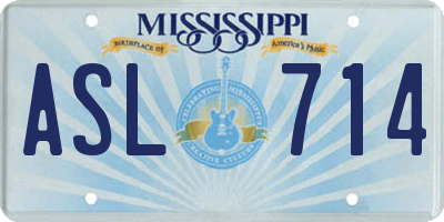 MS license plate ASL714