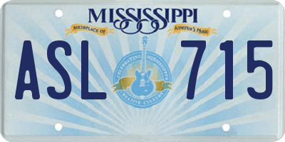 MS license plate ASL715
