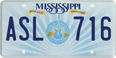 MS license plate ASL716