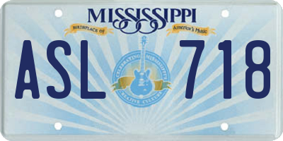 MS license plate ASL718