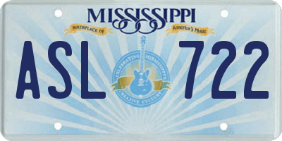 MS license plate ASL722