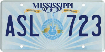 MS license plate ASL723