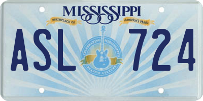 MS license plate ASL724