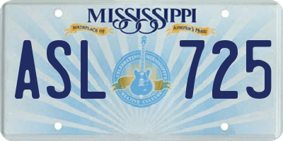 MS license plate ASL725