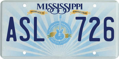MS license plate ASL726