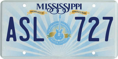 MS license plate ASL727