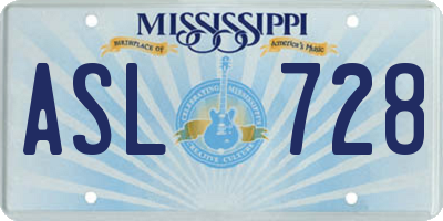 MS license plate ASL728