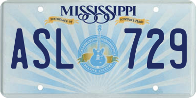 MS license plate ASL729