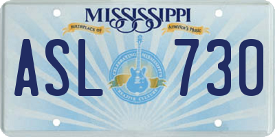 MS license plate ASL730