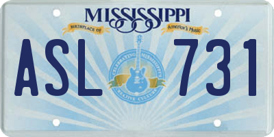 MS license plate ASL731