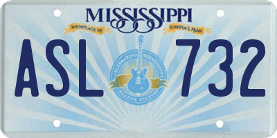 MS license plate ASL732