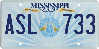 MS license plate ASL733