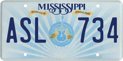 MS license plate ASL734