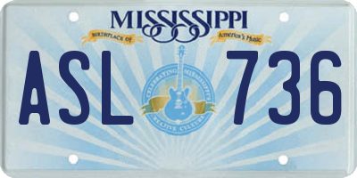 MS license plate ASL736