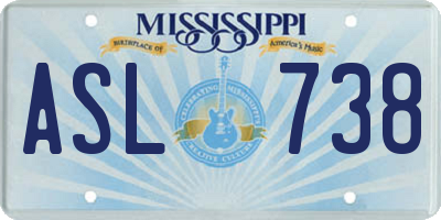 MS license plate ASL738