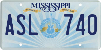 MS license plate ASL740