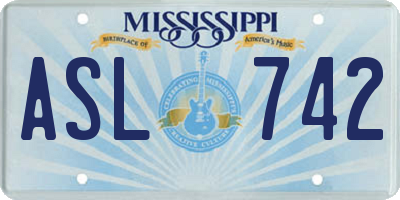MS license plate ASL742