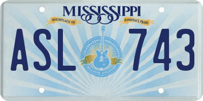 MS license plate ASL743