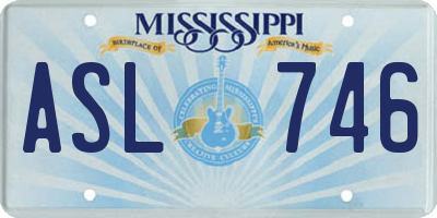 MS license plate ASL746