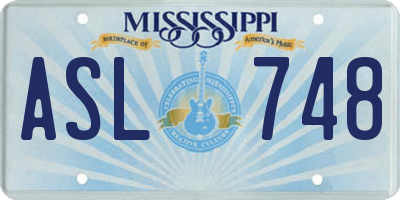 MS license plate ASL748