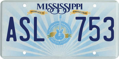 MS license plate ASL753