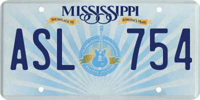 MS license plate ASL754
