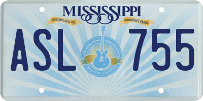 MS license plate ASL755