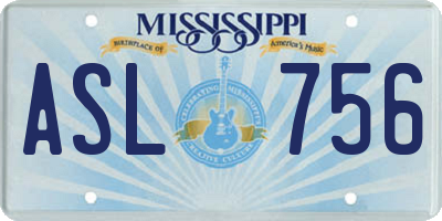 MS license plate ASL756