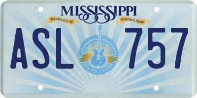 MS license plate ASL757