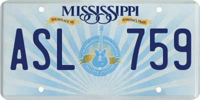 MS license plate ASL759
