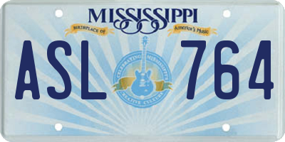 MS license plate ASL764