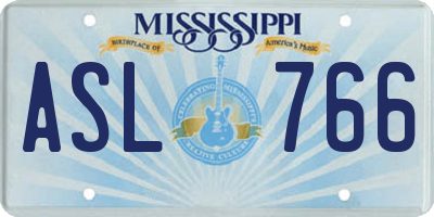 MS license plate ASL766