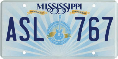 MS license plate ASL767