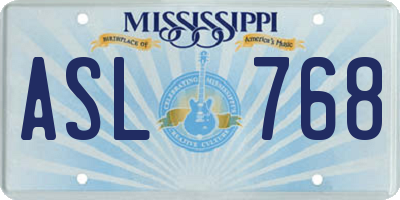 MS license plate ASL768