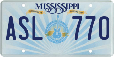 MS license plate ASL770