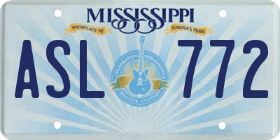 MS license plate ASL772
