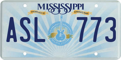 MS license plate ASL773