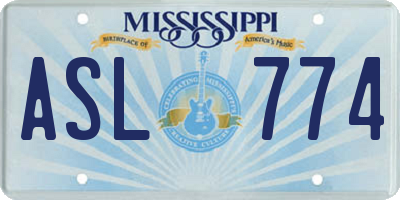 MS license plate ASL774