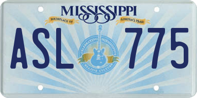 MS license plate ASL775