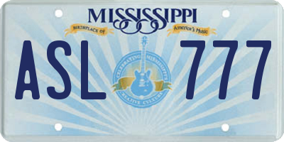 MS license plate ASL777