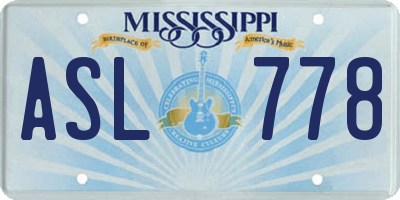 MS license plate ASL778