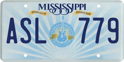 MS license plate ASL779