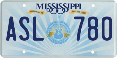 MS license plate ASL780