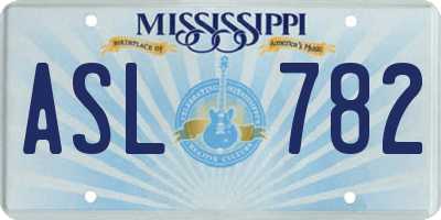 MS license plate ASL782