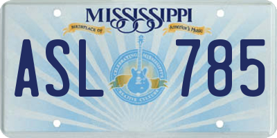 MS license plate ASL785