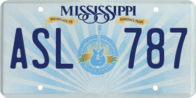 MS license plate ASL787